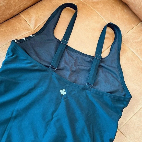 Roots black swimsuit with  white stripe design front - Size 12 - Picture 4 of 4